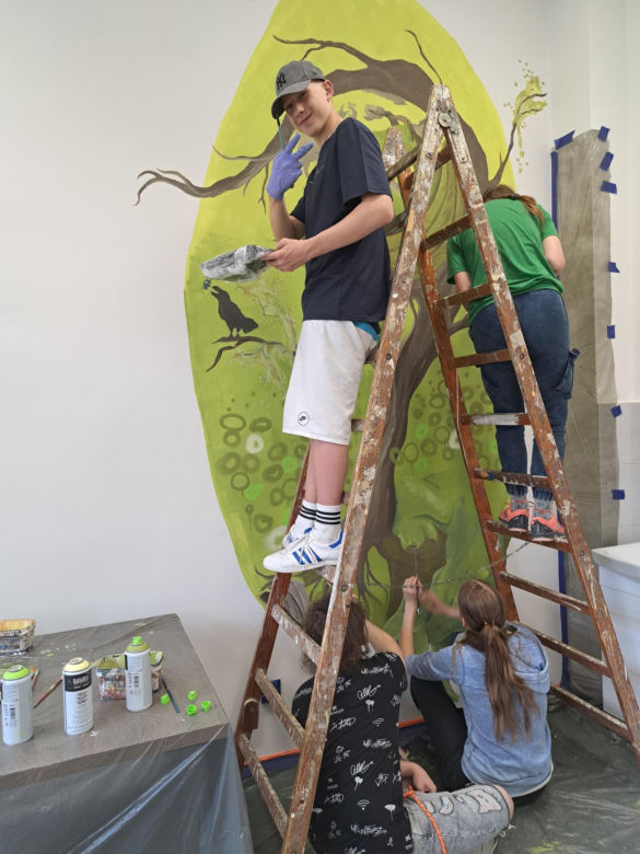 Mural w Pedagogicznej Bibliotece Wojewódzkiej w Nowym Sączu