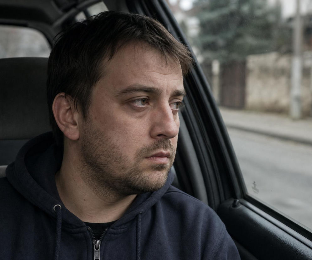 Zasmucony mężczyzna siedzi w samochodzie i patrzy przez okno. O toksycznej pomocy teścia przeczytasz na SE.