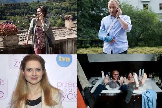 PRZEPIS NA ŻYCIE 4. Anka (Magdalena Kumorek), Jerzy (Borys Szyc), Dorota Kassini (Urszula Grabowska), Andrzej (Piotr Adamczyk), Beata (Maja Ostaszewska)