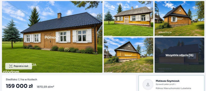159 tys. zł - siedlisko w Kozłach