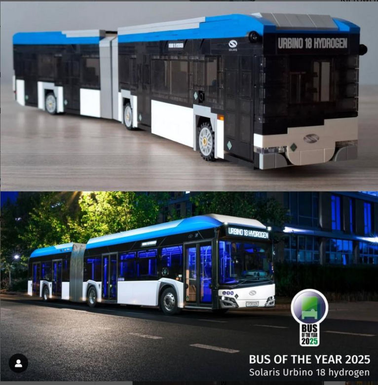 Autobus wodorowy Solaris Urbino 18 hydrogen z klocków LEGO