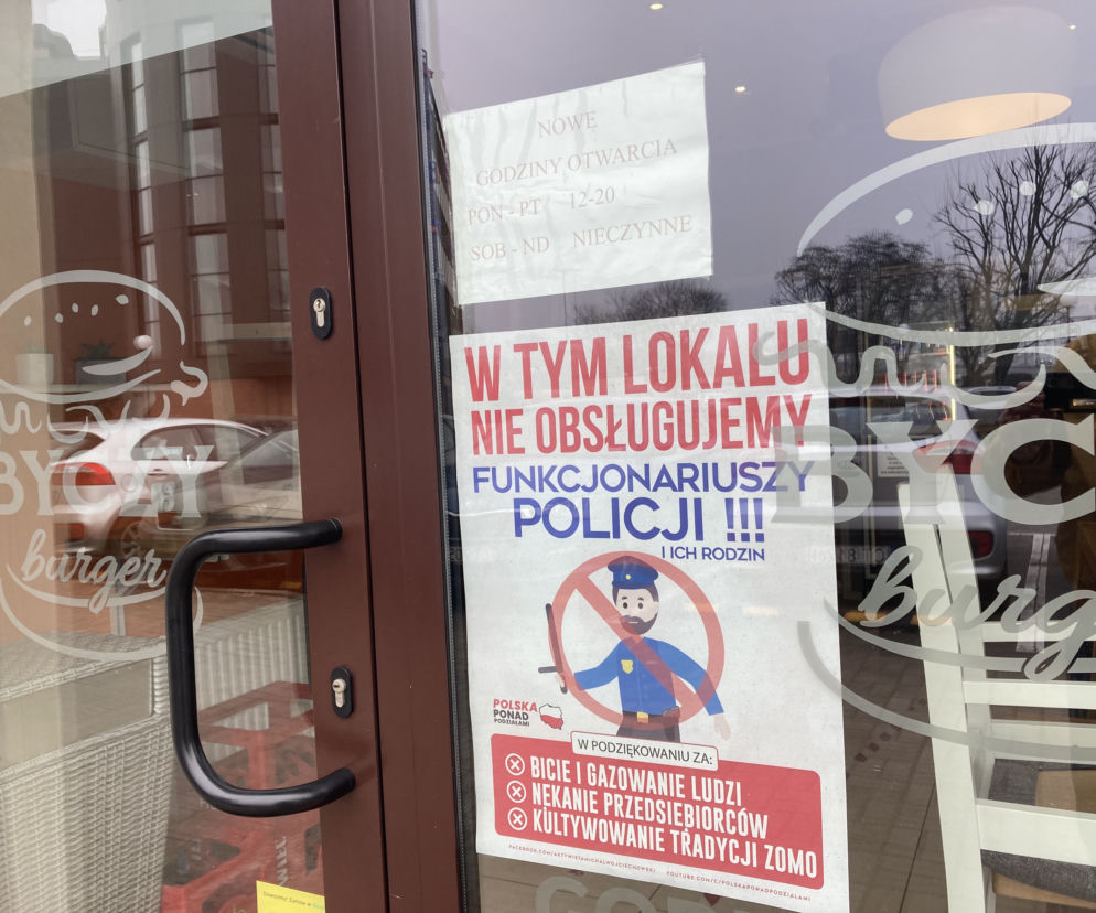 Toruński lokal nie chce obsługiwać policjantów i ich rodzin. Kontrowersyjny plakat