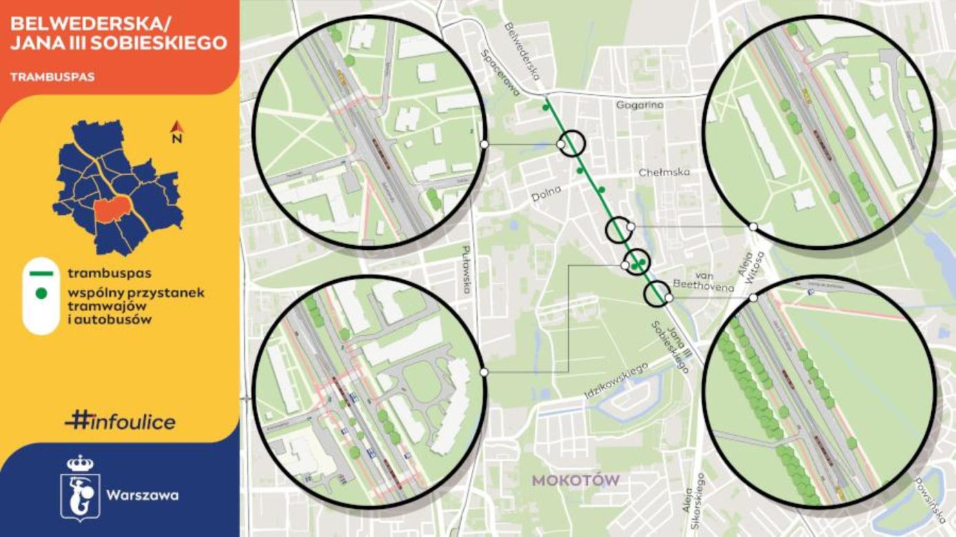 Trambuspas na kolejnym odcinku w Warszawie