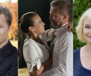 M jak miłość. Łukasz (Jakub Józefowicz), Marta (Dominika Ostałowska), Magda (Anna Mucha), Budzyński (Krystian Wieczorek)