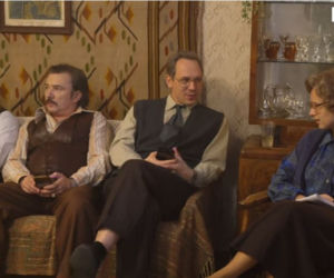 Stulecie Winnych 4 sezon. Andzia (Barbara Wypych), Stanisław (Jan Wieczorkowski), Michał (Stefan Pawłowski), Jerzyk (Jerzy Andrzejewski) 