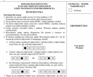 Próbny EGZAMIN GIMNAZJALNY grudzień 2011 - MATEMATYKA: jakie były PYTANIA, ARKUSZE, ODPOWIEDZI, PRZECIEKI