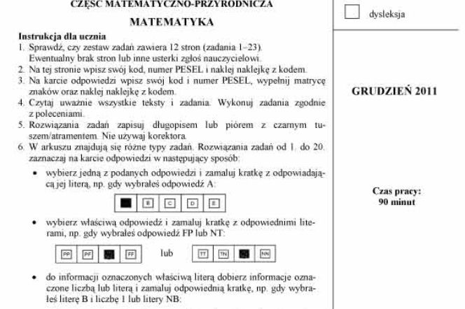 Próbny EGZAMIN GIMNAZJALNY grudzień 2011 - MATEMATYKA: jakie były PYTANIA, ARKUSZE, ODPOWIEDZI, PRZECIEKI