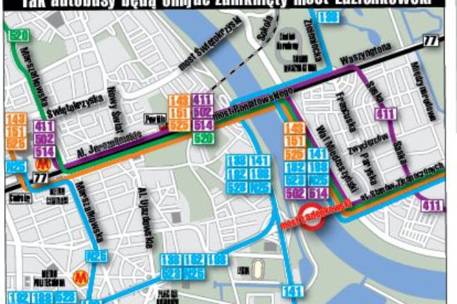 Warszawa. Most Łazienkowski zamknięty. UTRUDNIENIA w Warszawie