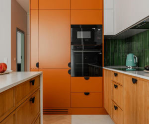 Mieszkanie w kolorach szałwiowej zieleni i ciepłej terakoty