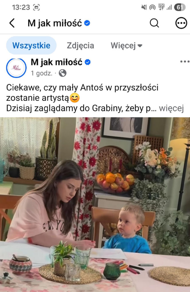 M jak miłość po wakacjach. Antoś (Mikołaj Jankowski), Basia (Karina Woźniak) na planie