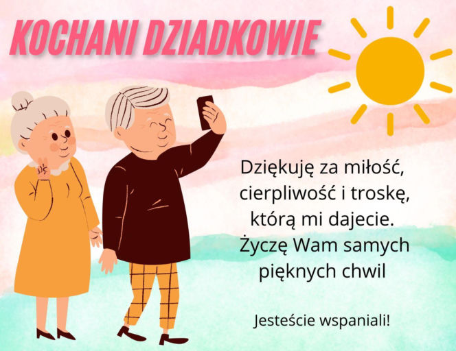 Kartki na Dzień Babci i Dziadka z pięknymi życzeniami - gotowe do pobrania za darmo