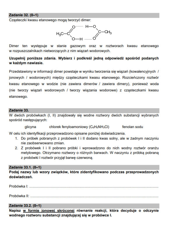 Matura z chemii 2021 - arkusz PDF