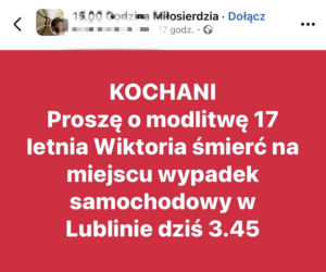 Wiktoria zginęła w wypadku. Jej tata apeluje