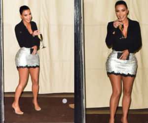 Kim Kardashian z szampanem