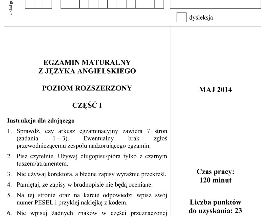 Matura 2014 język angielski ARKUSZE poziom rozszerzony cz. 1-1