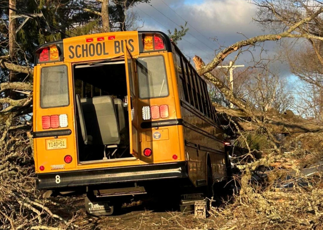 Drzewo runęło na szkolny autobus w New Jersey
