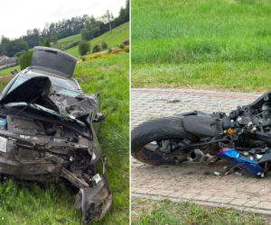 Dramat na Podkarpaciu. Zderzenie motocykla z autem, nie żyje jedna osoba