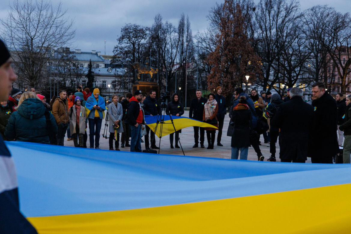 Lublin solidarny z Ukrainą. Plac Litewski, 22.02