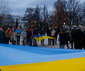 Lublin solidarny z Ukrainą. Plac Litewski, 22.02