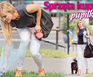 Sprząta kupy po pupilkach