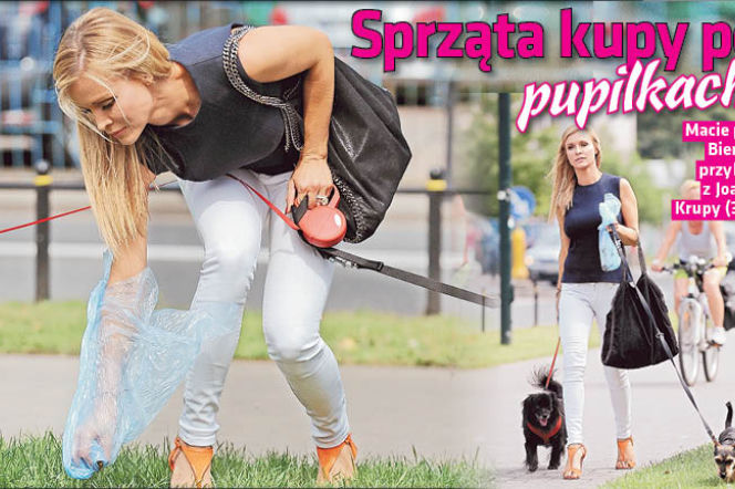 Sprząta kupy po pupilkach