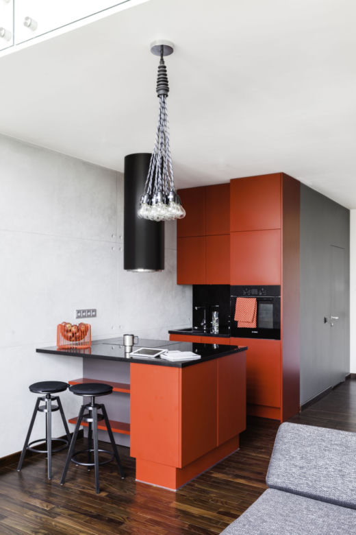 Loft w kolorach betonu i cegły