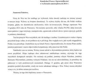 List Kaczyńskiego - marsz 13 grudnia