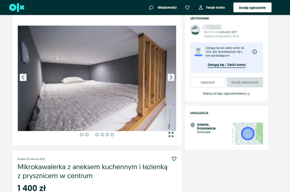 Gdańsk. Tak wygląda mikrokawalerka w centrum miasta. Powierzchnia: 10 m kwadratowych