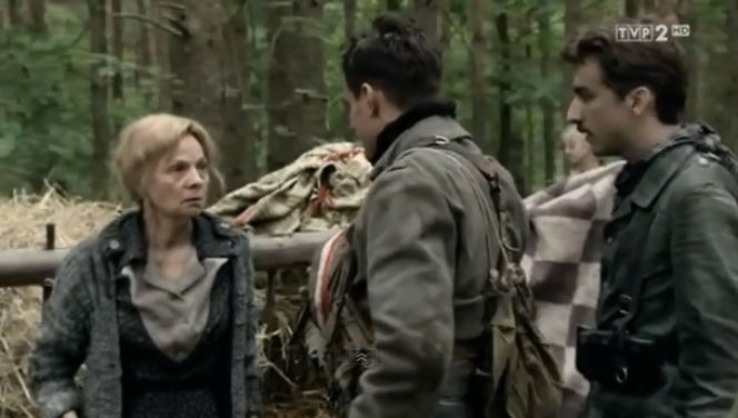 Czas honoru Powstanie odc. 8. Helena (Ewa Wencel), Janek (Antoni Pawlicki),  Romek (Piotr Żurawski)