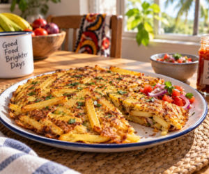 Frytki zalewam jajkami i smażę jak omlet. W Tanzanii chipsi mayai to hit ulicznych budek
