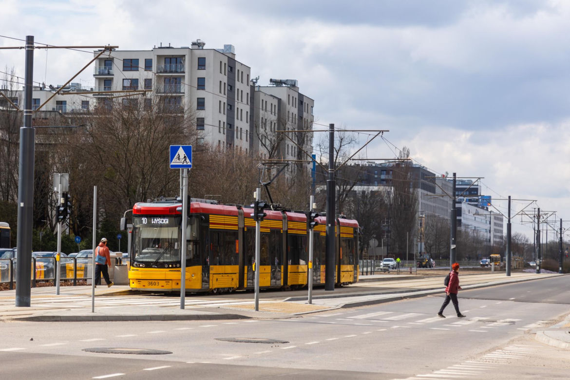 Tramwaj na Kasprzaka i Wolskiej w Warszawie