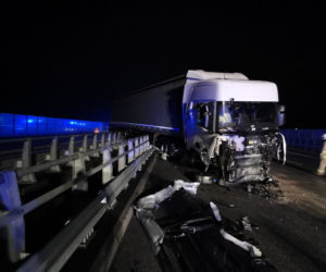 Wypadek ciężarówki na A1 pod Włocławkiem