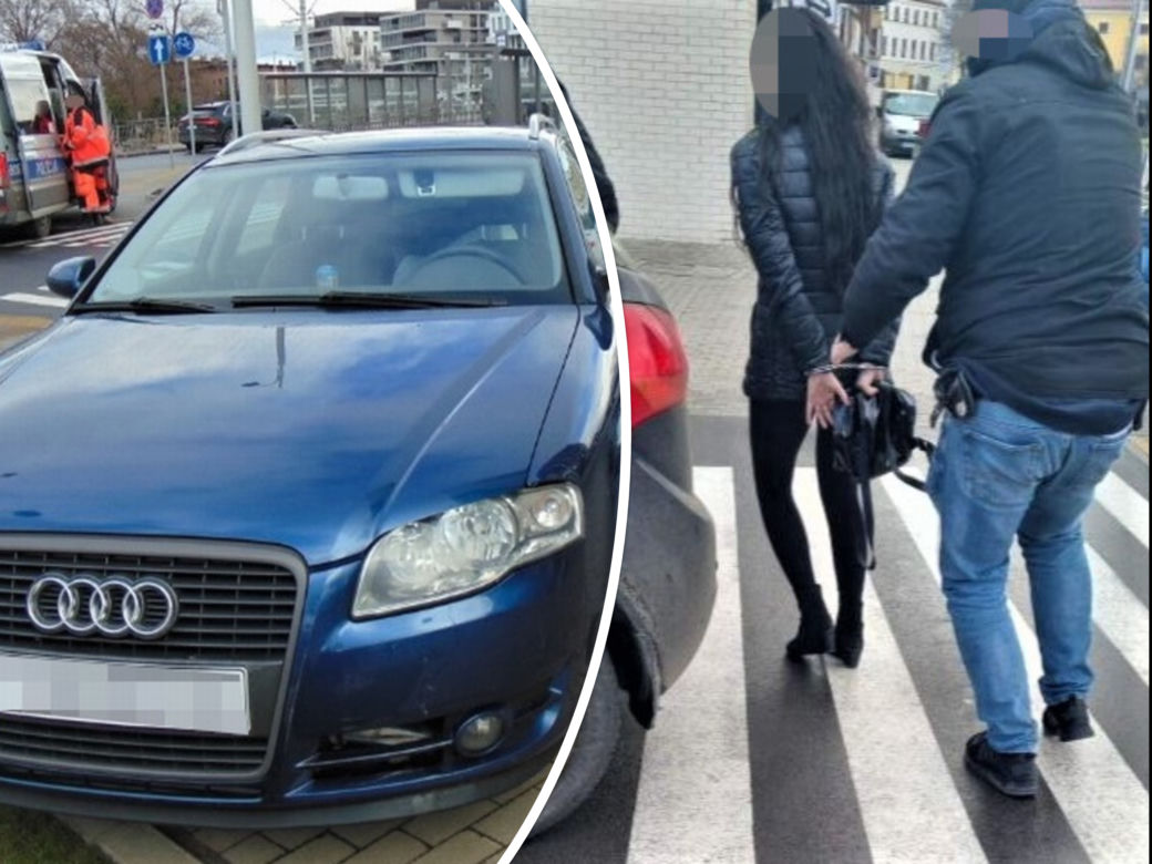 Wrocławianka zawisła na znaku drogowym 