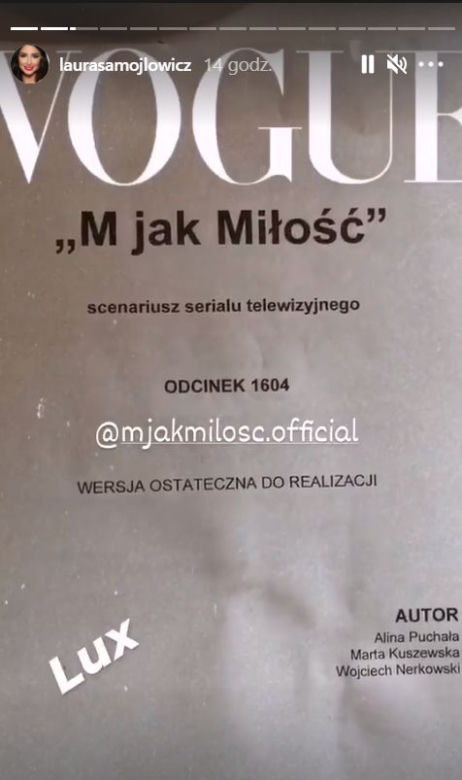 M jak miłość: scenariusz z Samojłowicz