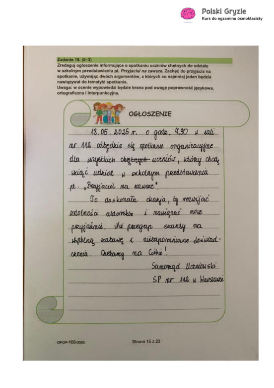 Egzamin ósmoklasisty 2025 - polski