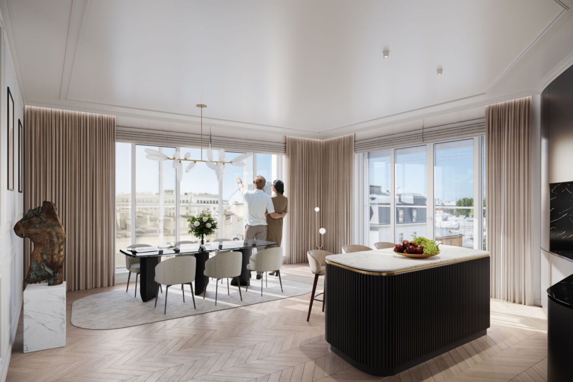 Wnętrza penthouse'u w kamienicy Foksal 13/15