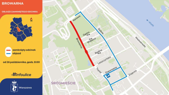 Na warszawskim Powiślu rusza gruntowna przebudowa i ważna ulica zostanie całkowicie zamknięta