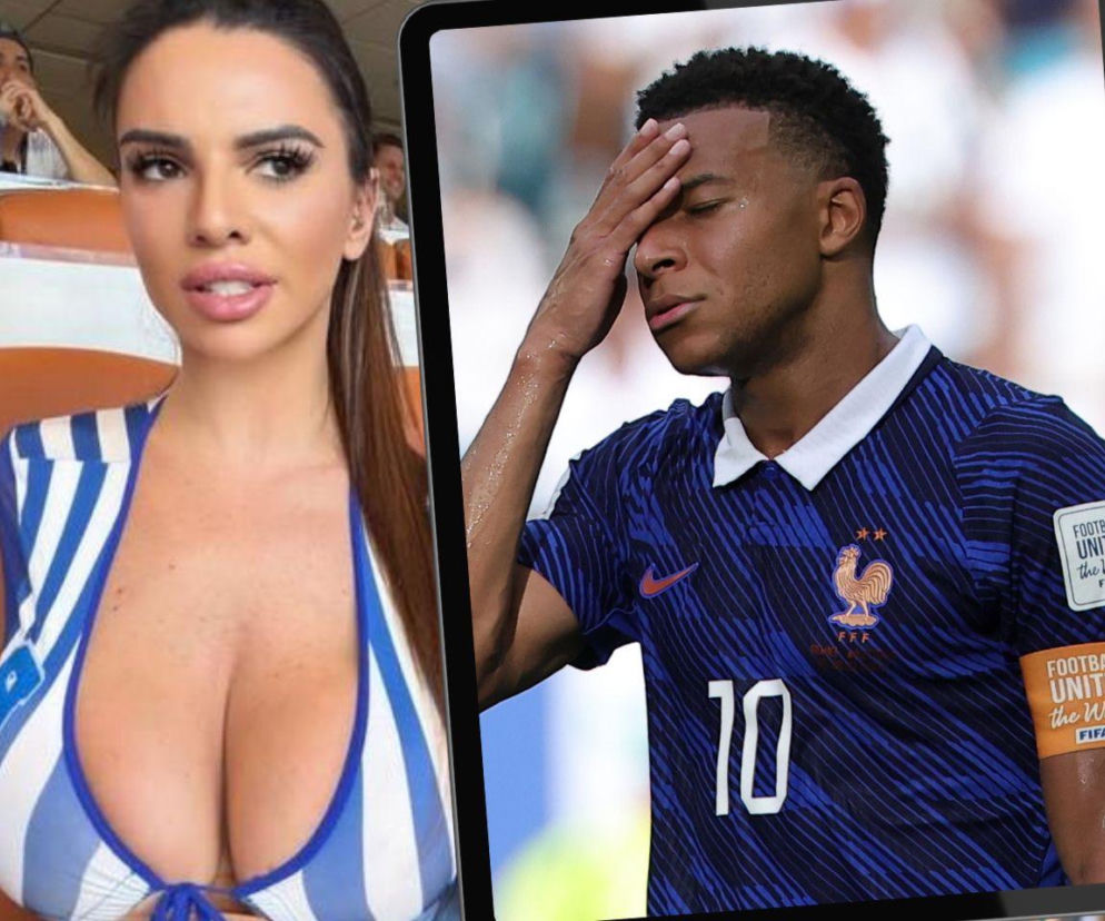 Raissa Bellini na stadionie. Obok na miniaturze Kylian Mbappe zakrywa twarz dłonią. O ich zdjęciach przeczytasz na SE.