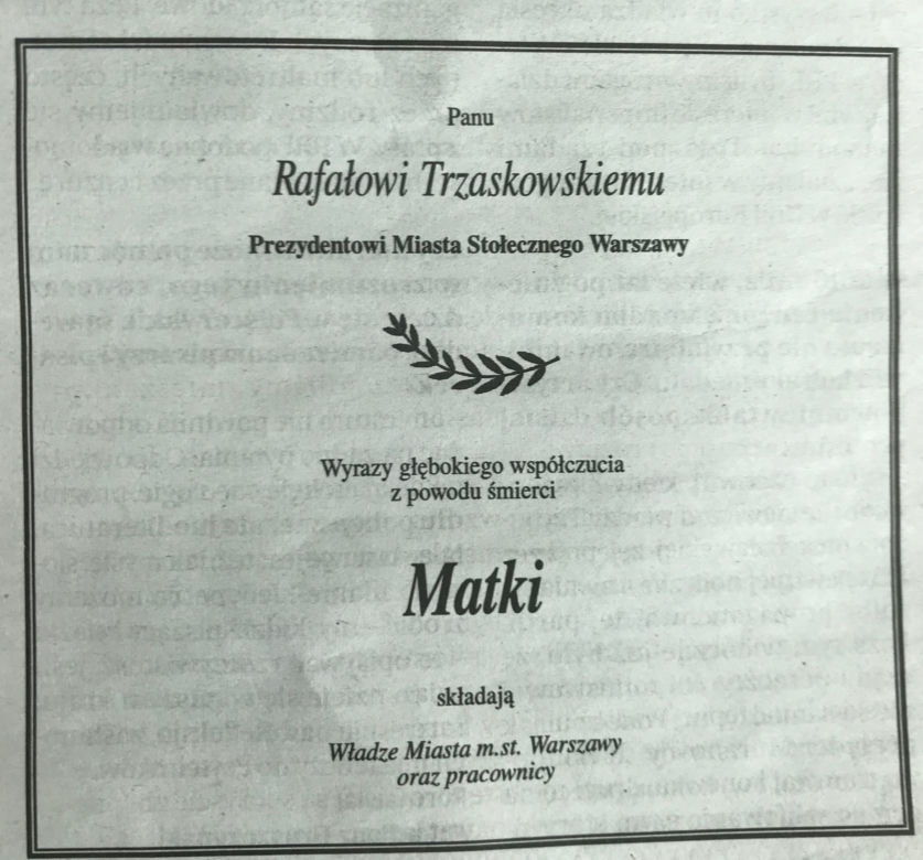 Trzaskowski nekrologi