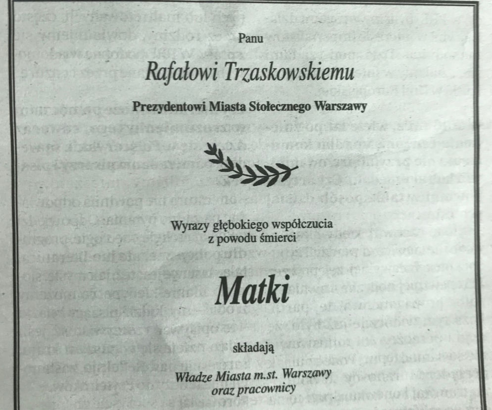 Trzaskowski nekrologi