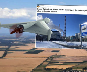 Bezzałogowce nad terytorium Łotwy i Estonii. Jeden z nich uderzył w komin elektrowni