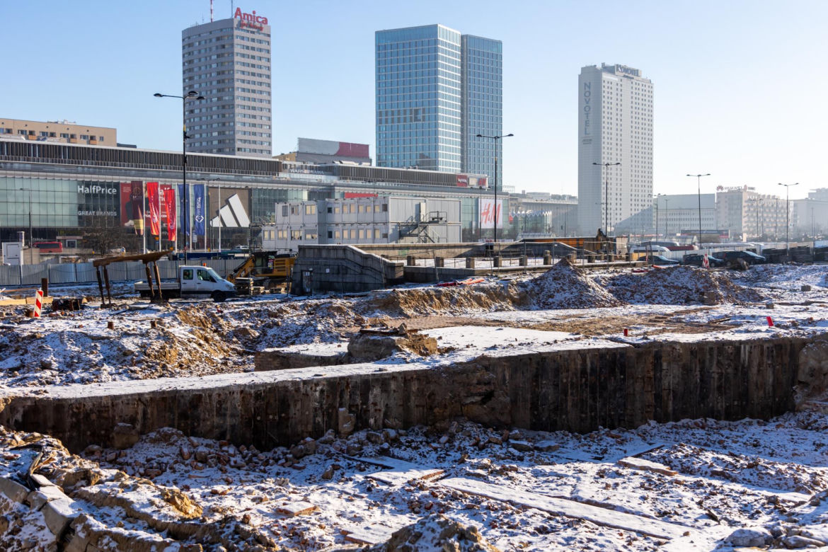 Budowa placu Centralnego w Warszawie, styczeń 2024 r.