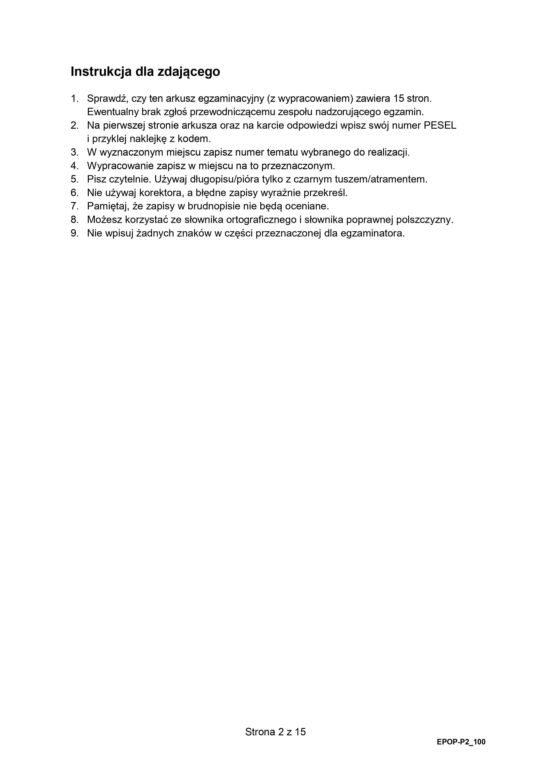 Matura 2024 - język polski. Arkusze Formuła 2015 (pp)