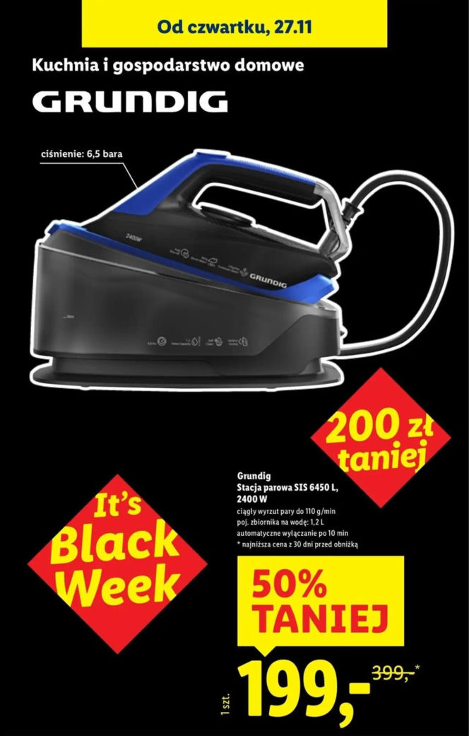 Stacja parowa Grundig o mocy 2400 W i ciśnieniu 6,5 bara