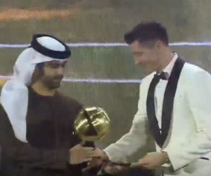 Robert LEwandowski. Globe Soccer Awards