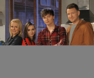 Pierwsza miłość. Melka (Ewa Jakubowicz), Krystian (Patryk Pniewski), Marysia (Aneta Zając), Michał (Wojciech Błach)