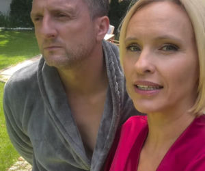 M jak miłość nowy sezon. Dorota (Iwona Rejzner), Bartek (Arkadiusz Smoleński) na planie