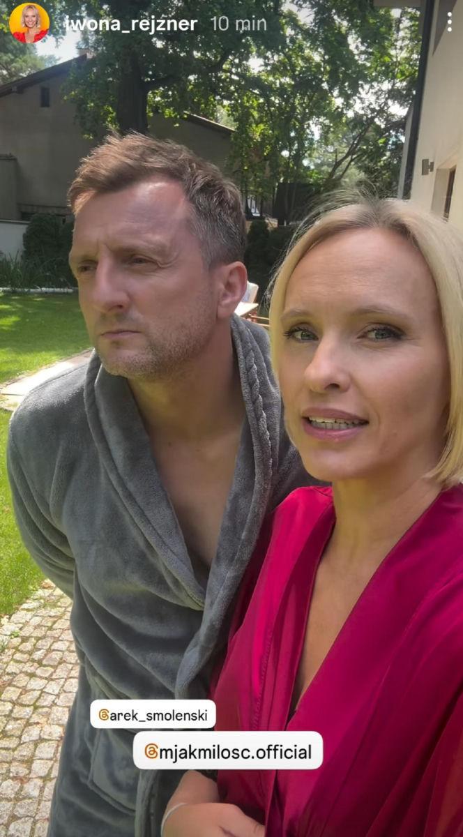 M jak miłość nowy sezon. Dorota (Iwona Rejzner), Bartek (Arkadiusz Smoleński) na planie