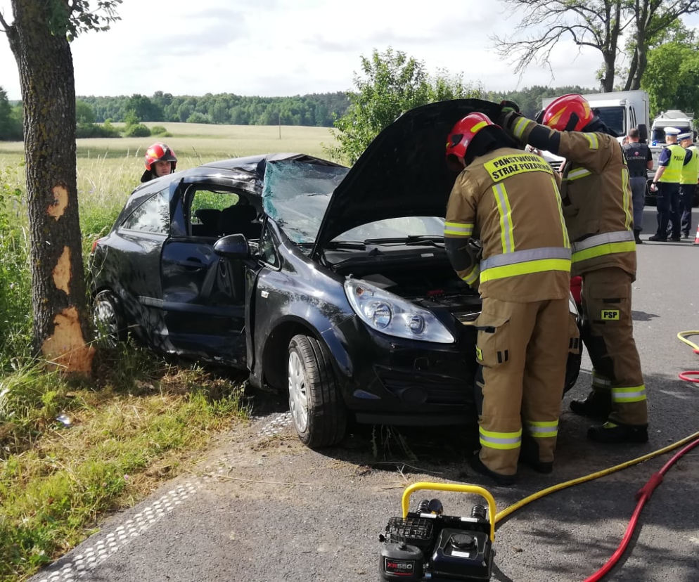 Kujawsko-pomorskie: Osobówka wbiła się w drzewo! W środku uwięziona kobieta [ZDJĘCIA]