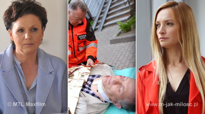 M jak miłość odc. 1154. Marysia (Małgorzata Pieńkowska), Artur (Robert Moskwa), Teresa (Dominika Łakomska)